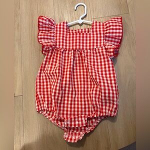 Red Gingham Onesie 12m